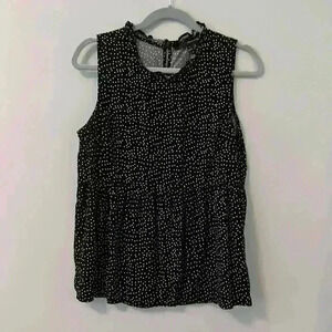 Harve Benard Size Small Peplum Black and White Polka Dot Sleeveless Blouse